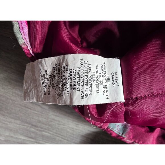 The Children's Place Floral Hooded Winter Jacket Burgundy Pink Roses XXL 16 - Picture 7 of 8